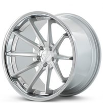 20" Staggered Ferrada Wheels FR4 Silver Machined with Chrome Lip Polaris Slingshot / 3-Wheeler Rims