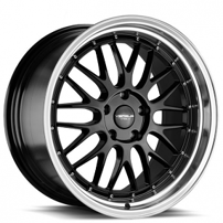 19" Staggered Versus Wheels VS243 Black with Machined Lip Rims