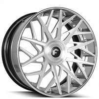24" Staggered Forgiato Wheels Blocco-ECL Brushed Silver with Chrome Lip and Black Inner Forged Rims