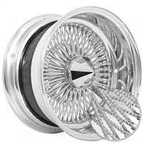 13x7" LA Wire Wheels Reverse Diamond Cut 100-Spoke Straight Lace Chrome Rims 