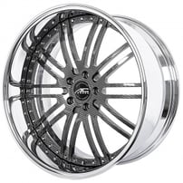 22" Staggered AC Forged Wheels ACF707 Carbon Fiber Finish with Chrome Lip Three Piece Rims