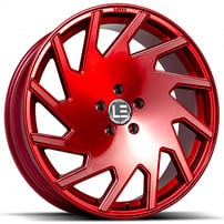 20" Luxxx Alloys Wheels Lux LE11 Silver Brushed Face with Roja Red Clear Coat Rims