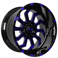 20" Lexani Off-Road Forged Wheels Legend Custom Gloss Black with Blue Milled Rims