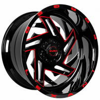 22" Lexani Off-Road Forged Wheels Shogun Custom Gloss Black with Red Milled Rims