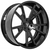 21" Staggered Snyper Forged Wheels Valkyre Satin Black Face with Gloss Black Lip Rims 