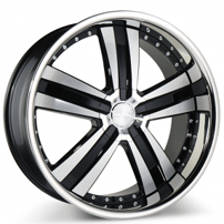 22x9/10.5" Ace Alloy C899 Deluxe Black Machined with SS Lip Wheels (Blank, +20mm)
