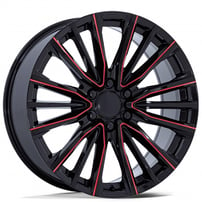 22" OE Creations Wheels PR223 Gloss Black with Red Milled Rims