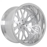 24" AC Forged Wheels ACF701 Brushed Silver Face with Polished Lip Off-Road Two Piece Rims