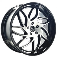 24" Elegance Wheels Magic Gloss Black with Silver Brushed Face and Gloss Black Lip Rims