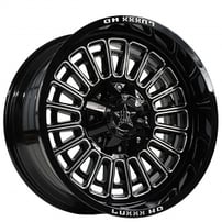 22" Luxxx HD Wheels LHD27 Gloss Black Milled Off-Road Rims