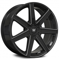22x8.5" Mazzi Wheels Laguna 376 Gloss Black with Milled Spokes Rims