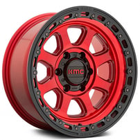 17" KMC Wheels KM548 Chase Candy Red with Black Lip Off-Road Rims