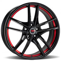 17" Revolution Racing Wheels RR28 Black with Red Ring Rims