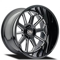 24" Cali Wheels 9117 Auburn Gloss Black with Milled Spokes Off-Road Rims