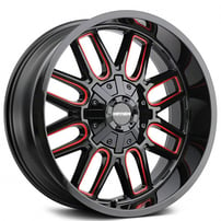 20" Mayhem Wheels 8107 Cogent Gloss Black with Prime Red Off-Road Rims 