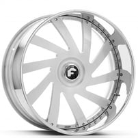 19" Staggered Forgiato Wheels Twisted Concavo Brushed Silver with Chrome Lip Forged Rims