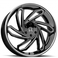 22" Luxxx Alloys Wheels Lux LE10 Gloss Black Milled with SS Lip Rims