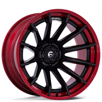 22" Fuel Wheels FC403MQ Burn Matte Black with Candy Red Lip Off-Road Fusion Forged Rims