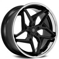 22" Lexani Wheels Spyder Gloss Black with Chrome SS Lip Rims 