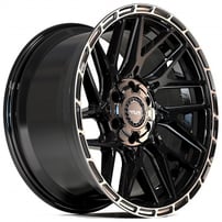 20" 4Play Wheels 4PS28 Gloss Black with Brushed Face and Tinted Clear Off-Road Rims