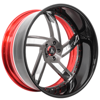 22" Artis Forged Wheels Vestavia Stone Grey 2-Tone Face with Gloss Black Lip and Red Accent Center Cap Rims