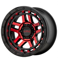 18" KMC Wheels KM540 Recon Gloss Black Machined with Red Tint Off-Road Rims 