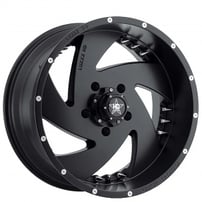 22" Luxxx HD Wheels LHD6 Satin Black with Chrome Spike Rivets Off-Road Rims