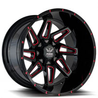 20" Force Off-Road Wheels F02 Black with Red Milled Rims