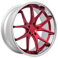 20" Staggered Ferrada Wheels FR2 Custom Red Rouge with Chrome Lip Rims