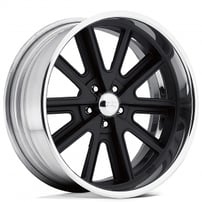 17" Staggered American Racing Wheels Vintage VN407 Two-Piece Hot Rod Black Center with Polished Barrel Rims