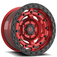 18x9.5" V-Rock Off-Road Wheels V18 Strafe Candy Red with Black Ring Rims (5x127, -12mm)