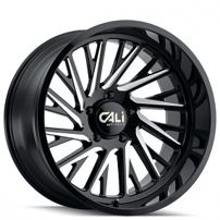 22" Cali Wheels 9114 Purge Gloss Black with Milled Spokes Off-Road Rims