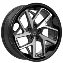 20" Staggered Lexani Wheels Devoe Gloss Black with Machined Face Rims
