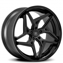 20" Lexani Wheels Spyder Satin Black with Gloss Black Lip Rims