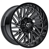 22" TIS Wheels 553BM Gloss Black Milled Off-Road Rims 