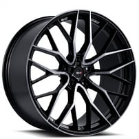 22" Staggered Savini Wheels SV-F2 Gloss Black with Double Dark Tint Flow Formed Rims