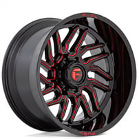 20" Fuel Wheels D808 Hurricane Gloss Black with Red Milled Off-Road Rims