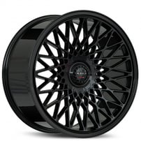 24" Staggered Koko Kuture Wheels Classica Gloss Black Flow Formed Spindle Cap Rims
