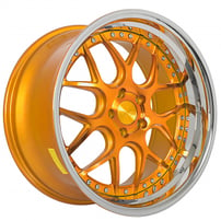 20" Staggered Rennen Wheels CSL 2 Gold with Chrome Step Lip Rims 