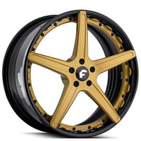 22" Staggered Forgiato Wheels Aggio-ECL Matte Gold Face with Black Lip Forged Rims