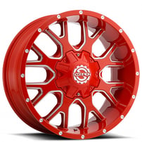 20" Scorpion Wheels SC-19 Neon Red Milled Off-Road Rims 
