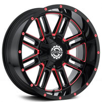 20" Scorpion Wheels SC-18 Black with Red Milled Off-Road Rims 