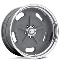 20" Staggered American Racing Wheels Vintage VN470 Salt Flat Special Mag Gray Center with Polished Barrel Rims