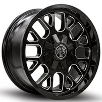 20" Thret Off-Road Wheels 802 Attitude Gloss Black Milled Rims