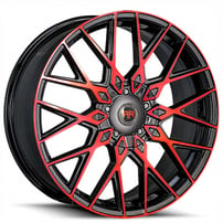 20" Revolution Racing Wheels R24 Black with Red Face Rims