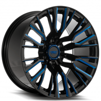 20" Force Off-Road Wheels F48 Gloss Black with Blue Milled Rims