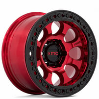 17" KMC Wheels KM237 Riot Beadlock Candy Red with Black Ring Off-Road Rims