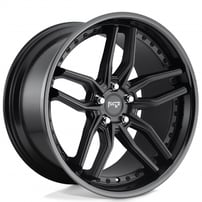 19" Staggered Niche Wheels M194 Methos Matte Black Face with Gloss Black Lip Rims 