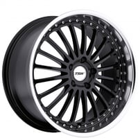 17" TSW Wheels Silverstone Gloss Black with Mirror Cut Lip Rims 