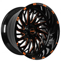 22" Lexani Off-Road Forged Wheels Compass Custom Gloss Black with Orange Milled Rims